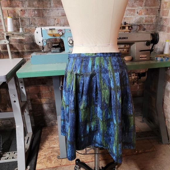 Talbots blue Green pleated skirt 6 petite - Picture 6 of 7